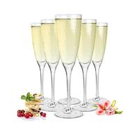 Sendez Prosecco Handmade Champagne Flutes Pack of 6 Champagne Glasses with Silver Rim