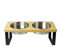 Sendez Raised Double Bowl for Cats & Dogs - 2 x 250 ml Stainless Steel Bowls with Stand - Feeding Bowl Set Non-Slip & Dishwasher Safe - Food and Water Bowl Pets