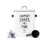 Sendez Washing Powder Container 6L Metal Tin with Lid and Scoop Detergent Box Storage Box White