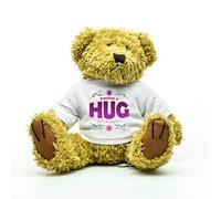 Sending A Hug From Me To You Teddy Bear - Soft 8-Inch Brown Plush Bear with Removable T-Shirt, Thoughtful Gift for Loved Ones