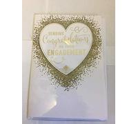 Sending Congratulations On Your Engagement Card White/Gold Heart/Words 3D/Glitter/Foil Detail(PRELUDE45561)