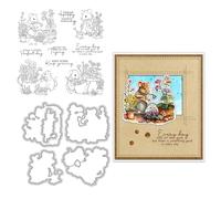 Sending Happy Silicone Clear Stamp with Carbon Steel Die-Cut for Scrapbooking & Journal Decorations DIY Album Card Making Supplies