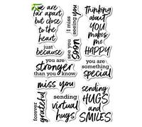 Sending Hugs and Smiles Words Phrase Transparent Silicone Seal Stamps for Card Making See you soon,Miss You,Just Because Clear Rubber Stamps for Paper Crafting Arts Crafts Scrapbooking Supplies