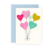 Sending Love and Hugs Greeting Card - Balloons - Get Well Soon Card, Birthday Ideas for Him, Her, Friends, Sister, Brother, Son, Daughter, Niece, Nephew, Grandma, Auntie, Bestie - Comes with Stickers