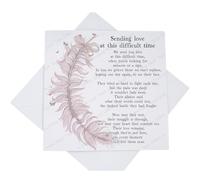 Sending Love at this Difficult Time Sympathy Card, Heartfelt Condolences Suicide Loss Card with Poem Verse, Pink Feather