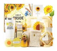 Sending Sunshine Gift, 11 Pcs Sunflower Gifts for Women, Care Package, Get Well Soon Gifts Basket Unique Birthday Gifts Box with Inspirational Blanket Candle for Thinking of You Her Sister Best Friend