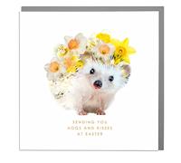 Sending You Hogs And Kisses This Easter - Hedgehog - Easter Card with Grey Envelope by Lola Design