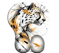 SENDJJ 3D Mouse Mat with Gel Wrist Rest -Non-slip Abstract dancing cheetah Rubber base Mouse Pad- Ergonomic Comfort Mousepad Wrist Support for Computer Laptop Office&Home