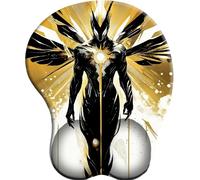 SENDJJ 3D Mouse Mat with Gel Wrist Rest -Non-slip Gold Winged Obsidian God Rubber base Mouse Pad- Ergonomic Comfort Mousepad Wrist Support for Computer Laptop Office&Home