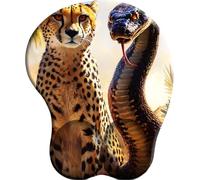 SENDJJ 3D Mouse Mat Wrist Support Cheetah and Python Ergonomic Gel Gaming Mouse Pad Wrist Rest with Non-slip Base for Home Office Computer Laptop 27x22 cm