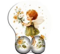 SENDJJ 3D Mouse Mat Wrist Support Flower Fairy Ergonomic Gel Gaming Mouse Pad Wrist Rest with Non-slip Base for Home Office Computer Laptop 27x22 cm