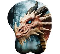 SENDJJ 3D Mouse Mat Wrist Support Misty Forest Green Eye Dragon Ergonomic Gel Gaming Mouse Pad Wrist Rest with Non-slip Base for Home Office Computer Laptop 27x22 cm