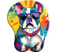 SENDJJ 3D Mouse Pad with Wrist Rest Support gaming mouse pad Boston Terrier Colorful Dreams Ergonomic Mouse Mat Silicone Comfort Gel Mousepad for Computer Home Office Working Gaming