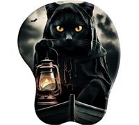 SENDJJ 3D Mouse Pad with Wrist Rest Support gaming mouse pad Death Black Cat Ferryman Ergonomic Mouse Mat Silicone Comfort Gel Mousepad for Computer Home Office Working Gaming