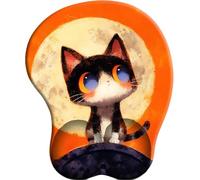 SENDJJ 3D Mouse Pad with Wrist Support Moonlit Cemetery Cat Ergonomic Gel Wrist Rest Non-Sliding Rubber Base for Gaming Computer and Office 27x22 cm
