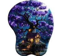 SENDJJ 3D Mouse Pad with Wrist Support Moonlit cottage under the wisteria tree Ergonomic Gel Wrist Rest Non-Sliding Rubber Base for Gaming Computer and Office 27x22 cm