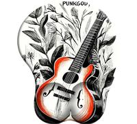 SENDJJ 3D Mouse Pad with Wrist Support Punk God and Wild Grass Guitar Ergonomic Gel Wrist Rest Non-Sliding Rubber Base for Gaming Computer and Office 27x22 cm