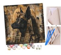 SENDJJ DIY Paint by Numbers Flame Egyptian God Anubis and Pharaoh (8) with Paint Brushes and Acrylic Painting Kit 16x16 Inch for Kids and Adults Beginner Gifts