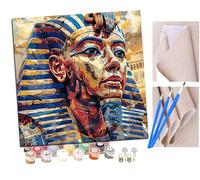 SENDJJ DIY Paint by Numbers Flame Egyptian Pharaohs and Gods (4) with Paint Brushes and Acrylic Painting Kit 16x16 Inch for Kids and Adults Beginner Gifts