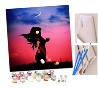 SENDJJ DIY Paint by Numbers Flame Lady Under The Crescent Moon with Paint Brushes and Acrylic Painting Kit 16x16 Inch for Kids and Adults Beginner Gifts