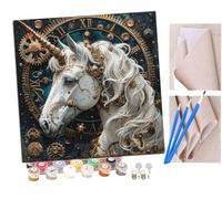SENDJJ DIY Paint by Numbers Flame Unicorn Steampunk Style Gears (4) with Paint Brushes and Acrylic Painting Kit 16x16 Inch for Kids and Adults Beginner Gifts
