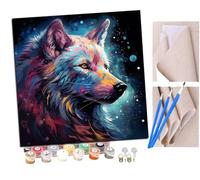 SENDJJ DIY Paint by Numbers Flame Wolf God, Colorful Universe (6) with Paint Brushes and Acrylic Painting Kit 16x16 Inch for Kids and Adults Beginner Gifts