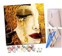 SENDJJ Paint by Numbers for Adults, 40x40 cm Acrylic Oil Paints by Numbers for Adults Beginner Kids Artist Gustav Klimt Painting Kit with 4 Brushes Watercolor Paints Easy