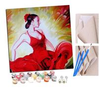 SENDJJ Paint by Numbers for Adults, 40x40 cm Acrylic Oil Paints by Numbers for Adults Beginner Kids Flamenco Latin Dance Ballet 115 (2) Painting Kit with 4 Brushes Watercolor Paints Easy