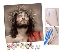 SENDJJ Paint by Numbers for Adults, 40x40 cm Acrylic Oil Paints by Numbers for Adults Beginner Kids Funny Jesus Painting Kit with 4 Brushes Watercolor Paints Easy