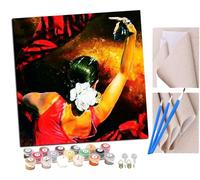 SENDJJ Paint by Numbers for Adults, 40x40 cm Acrylic Oil Paints by Numbers for Adults Beginner Kids Flamenco Latin Dance Ballet 096 (2) Painting Kit with 4 Brushes Watercolor Paints Easy