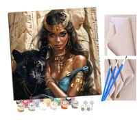 SENDJJ Paint by Numbers for Adults, 40x40 cm Acrylic Oil Paints by Numbers for Adults Beginner Kids Girl and Black Panther Cleopatra (3) Painting Kit with 4 Brushes Watercolor Paints Easy