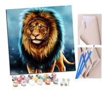 SENDJJ Paint by Numbers for Adults, 40x40 cm Acrylic Oil Paints by Numbers for Adults Beginner Kids Lion, The King of The Forest Painting Kit with 4 Brushes Watercolor Paints Easy