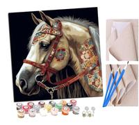 SENDJJ Paint by Numbers for Adults, 40x40 cm Acrylic Oil Paints by Numbers for Adults Beginner Kids Vintage Noble Horse Graffiti (18) Painting Kit with 4 Brushes Watercolor Paints Easy