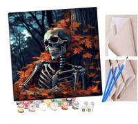 SENDJJ Paint by Numbers for Adults and Beginner A Skeleton Maple Leaves and Trees (2) Kits On Canvas Without Frame DIY Color Oil Painting Acrylic Paints,Home Wall Decor 40X40CM