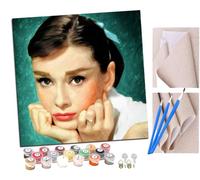 SENDJJ Paint by Numbers for Adults and Beginner Audrey Hepburn Kits On Canvas Without Frame DIY Color Oil Painting Acrylic Paints,Home Wall Decor 40X40CM