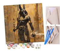 SENDJJ Paint by Numbers for Adults and Beginner Black and Gold Anubis The God of Death (2) Kits On Canvas Without Frame DIY Color Oil Painting Acrylic Paints,Home Wall Decor 40X40CM