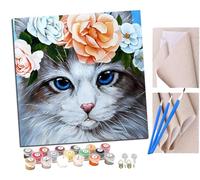 SENDJJ Paint by Numbers for Adults and Beginner cat Animal Kits On Canvas Without Frame DIY Color Oil Painting Acrylic Paints,Home Wall Decor 40X40CM