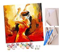 SENDJJ Paint by Numbers for Adults and Beginner Flamenco Latin Dance Ballet 025 (2) Kits On Canvas Without Frame DIY Color Oil Painting Acrylic Paints,Home Wall Decor 40X40CM