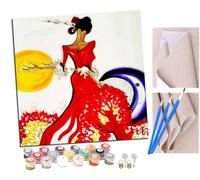 SENDJJ Paint by Numbers for Adults and Beginner Flamenco Latin Dance Ballet 027 (2) Kits On Canvas Without Frame DIY Color Oil Painting Acrylic Paints,Home Wall Decor 40X40CM