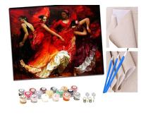 SENDJJ Paint by Numbers for Adults and Beginner Flamenco Latin Dance Ballet 053 Kits On Canvas Without Frame DIY Color Oil Painting Acrylic Paints,Home Wall Decor 40X40CM
