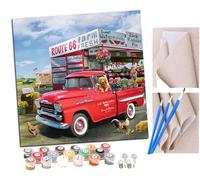 SENDJJ Paint by Numbers for Adults and Beginner Good Life Animals and Cars Kits On Canvas Without Frame DIY Color Oil Painting Acrylic Paints,Home Wall Decor 40X40CM