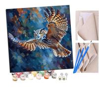 SENDJJ Paint by Numbers for Adults and Beginner Owl Flying with Wings (4) Kits On Canvas Without Frame DIY Color Oil Painting Acrylic Paints,Home Wall Decor 40X40CM