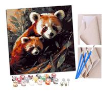SENDJJ Paint by Numbers for Adults and Beginner Panda Playing with red Panda (3) Kits On Canvas Without Frame DIY Color Oil Painting Acrylic Paints,Home Wall Decor 40X40CM