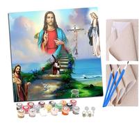 SENDJJ Paint by Numbers for Adults and Beginner Religion Jesus and The Virgin Mary Kits On Canvas Without Frame DIY Color Oil Painting Acrylic Paints,Home Wall Decor 40X40CM