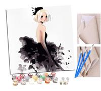 SENDJJ Paint by Numbers for Adults and Beginner Watercolor Black Ballerina Girl Kits On Canvas Without Frame DIY Color Oil Painting Acrylic Paints,Home Wall Decor 40X40CM