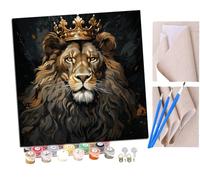 SENDJJ Paint by Numbers Lion Wearing a Golden Crown (1) Paint by Numbers Kits for Adults Kids Beginners 40 x 50 cm Adults with Paintbrushes DIY Painting for Home Decoration Without Frame