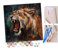SENDJJ Paint by Numbers Roaring Lion-Impressionist (2) Paint by Numbers Kits for Adults Kids Beginners 40 x 50 cm Adults with Paintbrushes DIY Painting for Home Decoration Without Frame