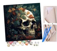 SENDJJ Paint by Numbers Skull Made of Maple Leaves and Trees (2) Paint by Numbers Kits for Adults Kids Beginners 40 x 50 cm Adults with Paintbrushes DIY Painting for Home Decoration Without Frame