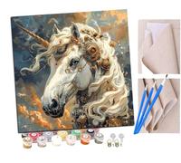 SENDJJ Paint by Numbers Unicorn Steampunk Style Gears (2) Paint by Numbers Kits for Adults Kids Beginners 40 x 50 cm Adults with Paintbrushes DIY Painting for Home Decoration Without Frame