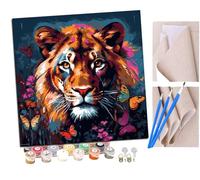 SENDJJ Paint by NumbersLion colorfulbutterfly vineman (5) Kits for Adults Kids Beginners 40 x 40 cm Adults with Paintbrushes DIY Painting for Home Decoration Without Frame